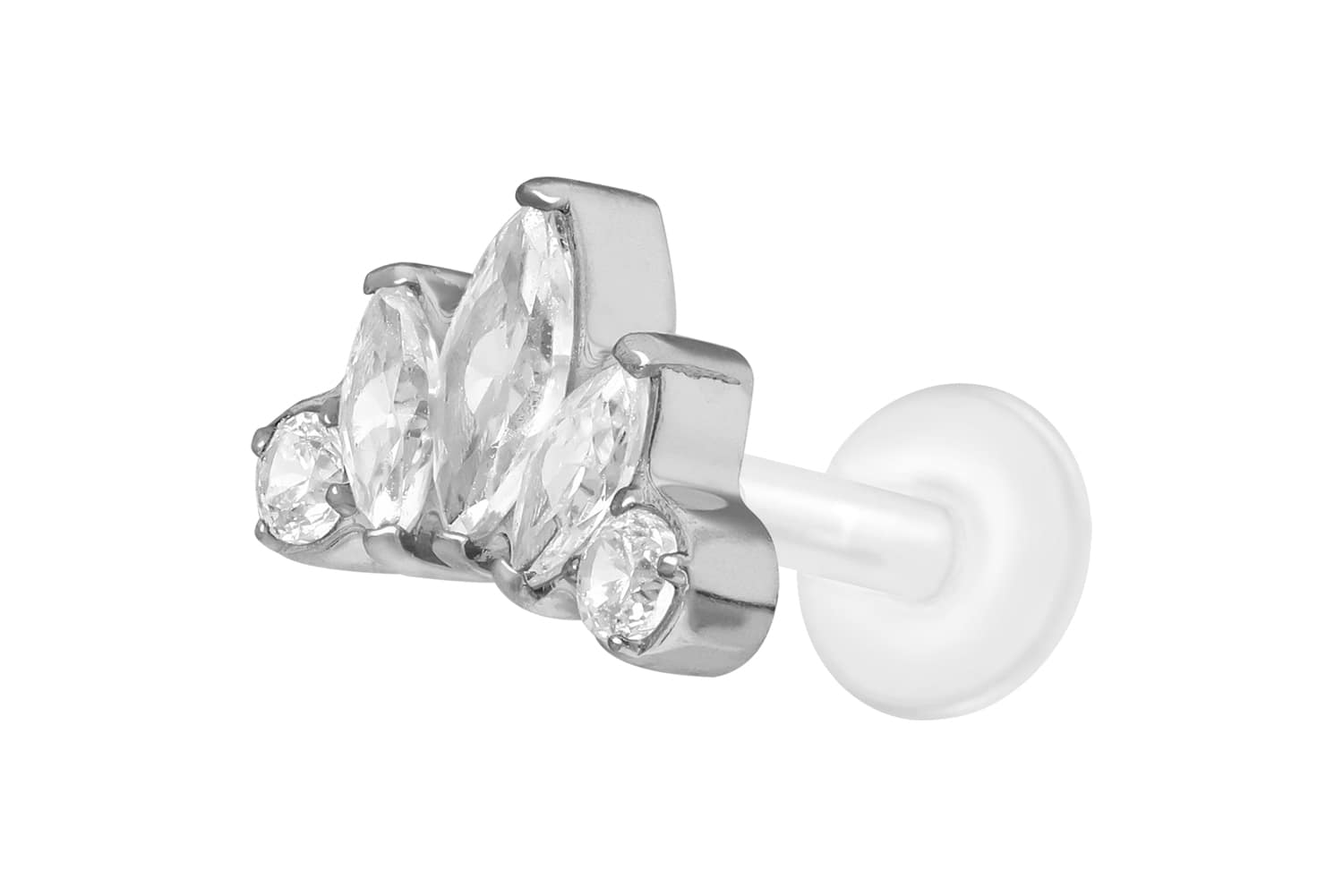 PTFE Labret Piercing mit Innengewinde + Titan-Aufsatz LOTUSBLÜTE